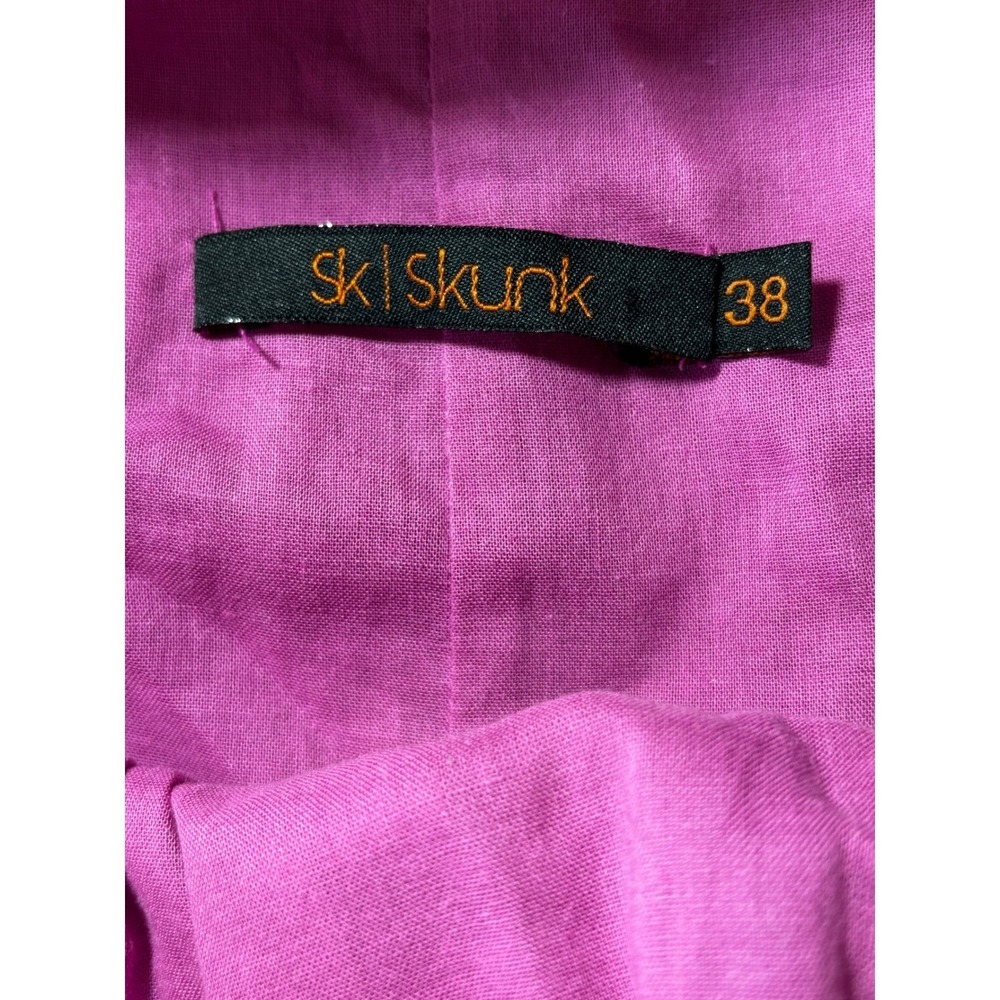 Skunk Brazil Magenta Cotton Puff Sleeve Button Front Tiered‎ Maxi Dress Size 38 - Picture 4 of 14